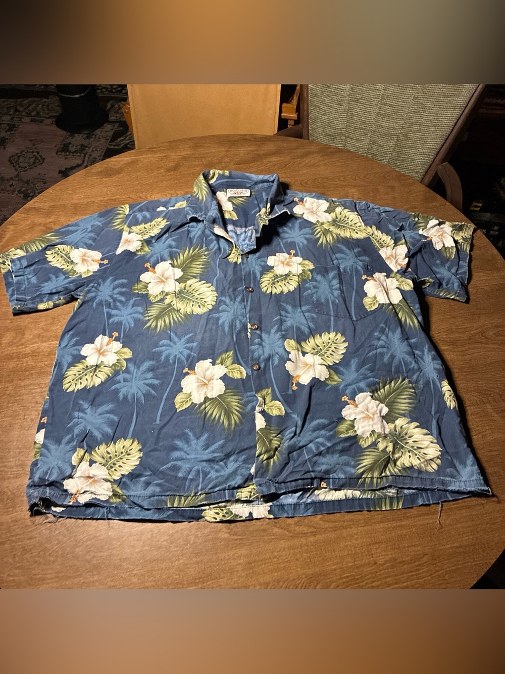 Pacific Legend Men's Hawaiian Shirt Floral Blue 4XL Button Front Short Sleeve